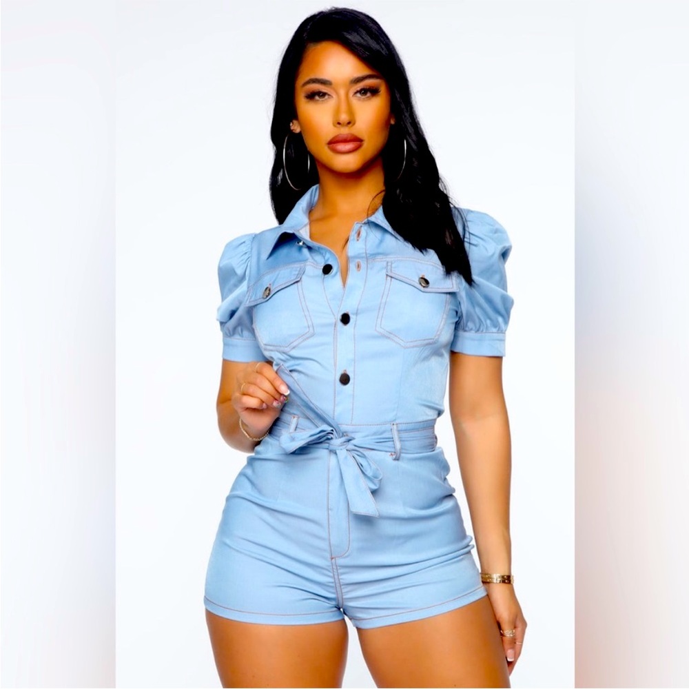 Large Puff Sleeve Romper